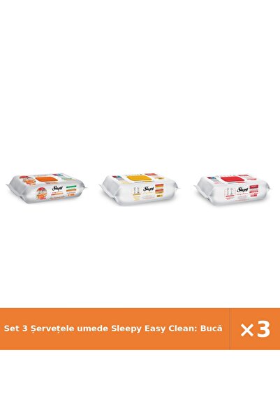 Sleepy Set 3 Șervețele umede Easy Clean: Bucătărie, Herbal Soap, Cherry Blossom