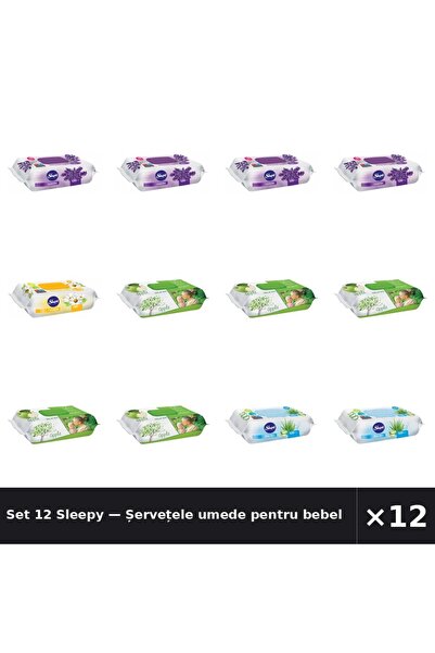 Sleepy Set 12 — Șervețele umede pentru bebel + Șervețele umede pentru bebel +...