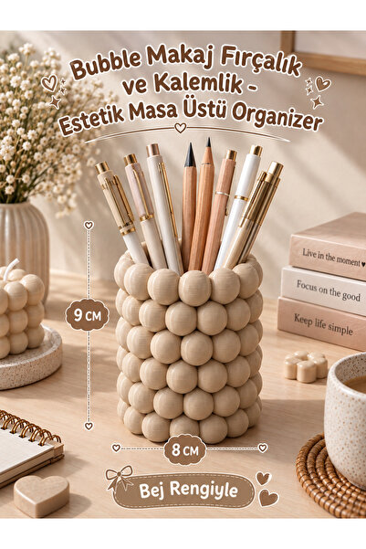 almalions Bubble Makyaj Fırçalık ve Kalemlik - Estetik Masa Üstü Organizer 9CM
