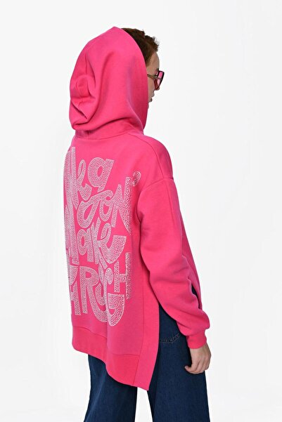 DQMANE Stone Detailed Zippered Hoodie