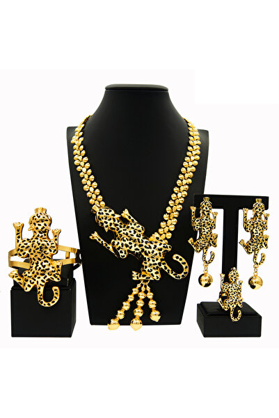 Generic Brand Gold Leopard Design Jewelry Set for Women Necklace Earrings Bra...