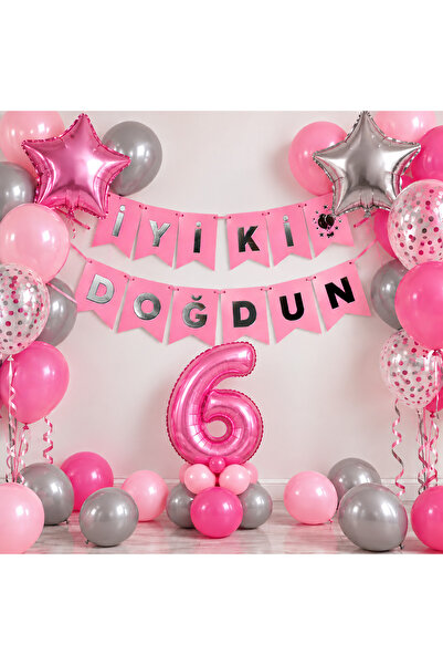 Doğum Günü Parti Pembe Gri Set