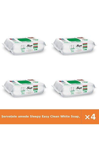 Sleepy Șervețele umede Easy Clean White Soap, 4 bucăți - pachet promoțional