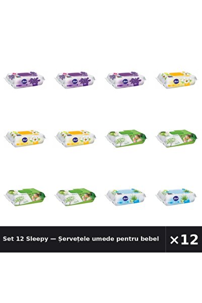 Sleepy Set 12 — Șervețele umede pentru bebel + Șervețele umede pentru bebel +...
