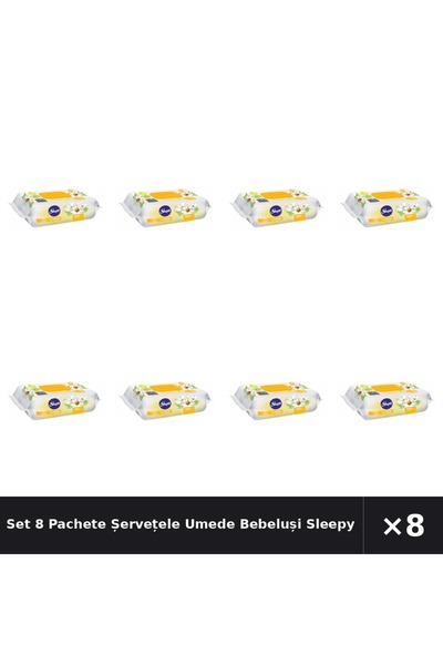Sleepy Set 8 Pachete Șervețele Umede Bebeluși Mușețel