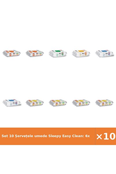 Sleepy Set 10 Șervețele umede Easy Clean: 6x Bucătărie, White, Herbal, 2x Bleach