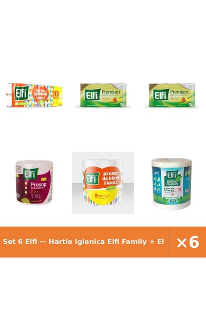 Elfi Set 6 — Hartie Igienica Family + hartie igienica premium + Prosop de buc...