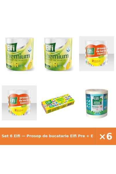 Elfi Set 6 — Prosop de bucatarie Pre + Prosop Family 2St/220Fo + Batiste nazale