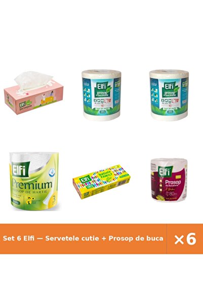 Elfi Set 6 — Servetele cutie + Prosop de bucatarie + Prosop de bucatarie Pre
