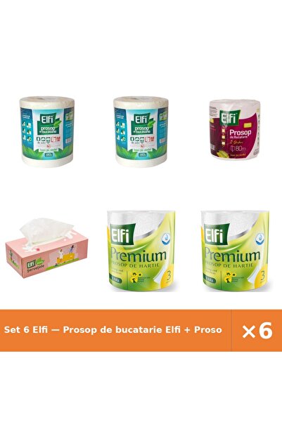 Elfi Set 6 — Prosop de bucatarie + Prosop de bucatarie + Servetele cutie