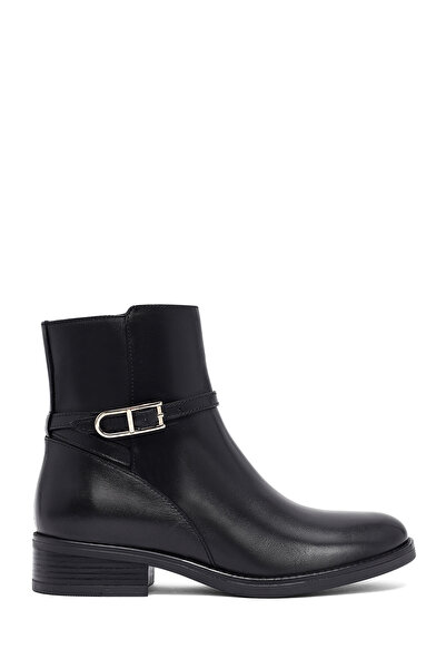 Derimod Women's Black Zippered Leather Boots Wf300005Dv