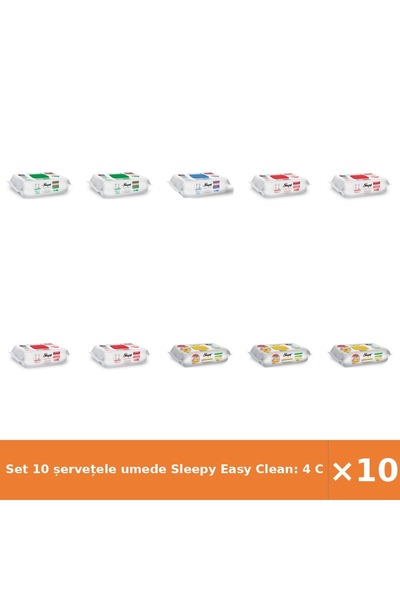 Sleepy Set 10 șervețele umede Easy Clean: 4 cu cireșe, 3 pentru bucătărie, 2 ...