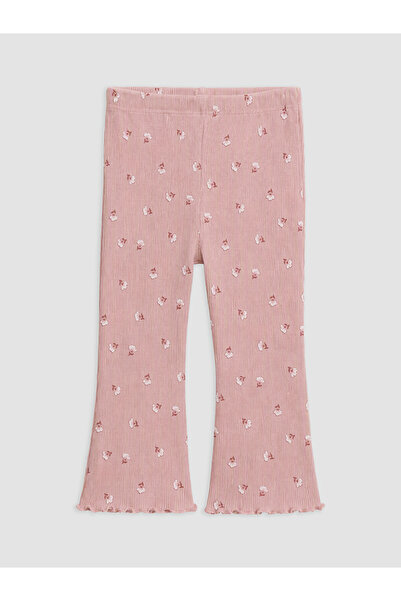 LC Waikiki Peak New Season Pink Floral Spanish Flared Baby Girl Leggings