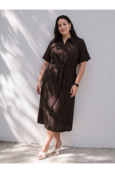 LC Waikiki Two Mt Shop Quality Lcw Curve Brown Linen Plain Standard & Regular...