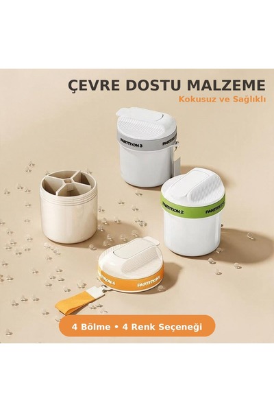 Genel Markalar 4 Bölmeli Döner Kapaklı İlaç Saklama Kutusu Taşınabilir Askılı...