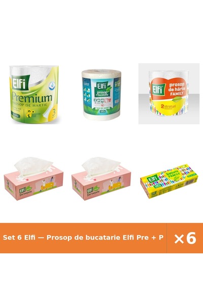 Elfi Set 6 — Prosop de bucatarie Pre + Prosop de bucatarie + Prosop Family 2S...