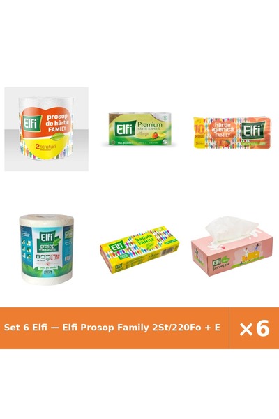 Elfi Set 6 — Prosop Family 2St/220Fo + hartie igienica premium + Hartie Igien...