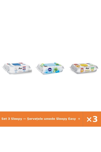 Sleepy Set 3 — Șervețele umede Easy + Șervețele umede pentru bebel + Șervețel...