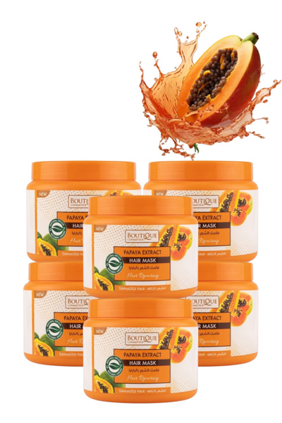 Boutique 6 Pieces Papaya Extract Hair Mask for Damaged Hair 500ML