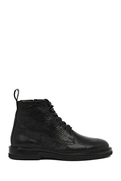 Derimod Men's Black Lace-Up Zippered Leather Casual Boots Wm750001Df