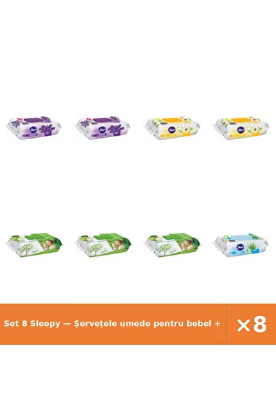 Sleepy Set 8 — Șervețele umede pentru bebel + Șervețele umede pentru bebel + ...
