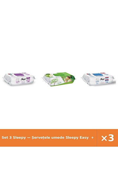 Sleepy Set 3 — Șervețele umede Easy + Șervețele umede pentru bebel + Șervețel...