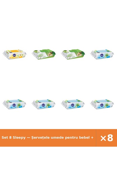 Sleepy Set 8 — Șervețele umede pentru bebel + Șervețele umede pentru bebel + ...