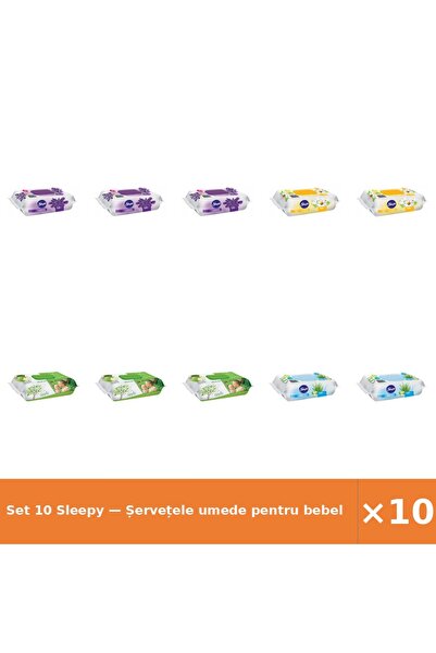 Sleepy Set 10 — Șervețele umede pentru bebel + Șervețele umede pentru bebel +...
