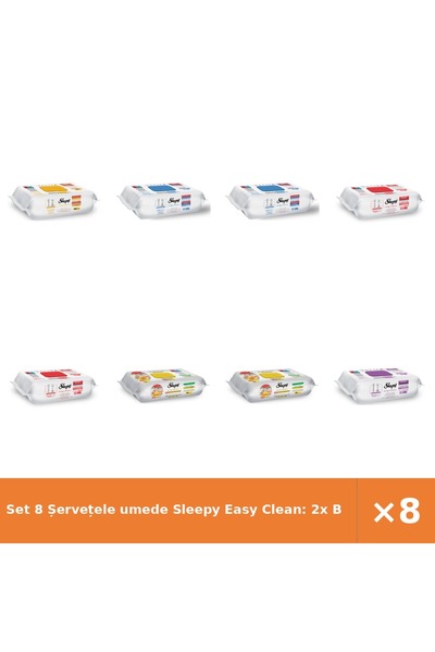 Sleepy Set 8 Șervețele umede Easy Clean: 2x Bucătărie, 2x Bleach, 2x Cherry, ...
