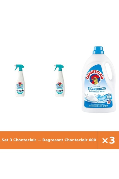 Chanteclair Set 3 — Degresant 600ml + Detergent lichid de rufe cu