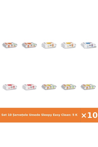 Sleepy Set 10 Șervețele Umede Easy Clean: 5 pentru bucătărie, 2 cu săpun pe b...