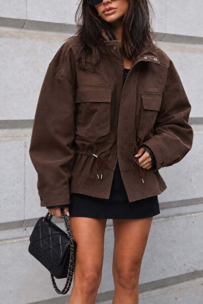 Trendsensin Lorven Oversize Kahve Viral Kadın Ceket