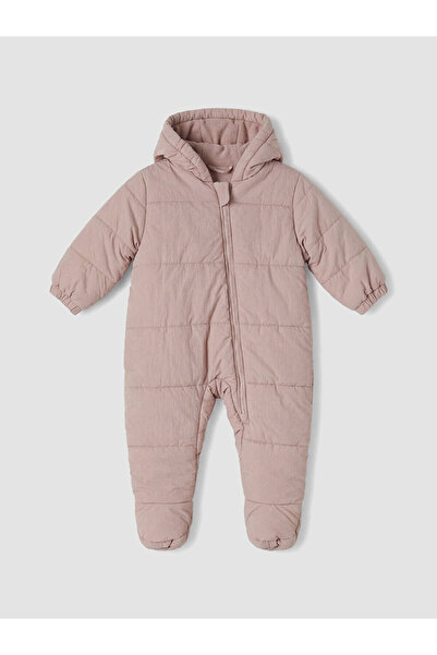 LC Waikiki Pink Hooded Baby Girl Astronaut Coat with Booties