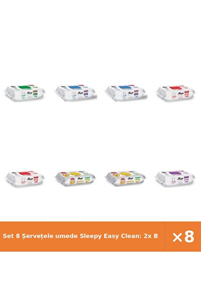 Sleepy Set 8 Șervețele umede Easy Clean: 2x Bucătărie, White, 2x Bleach, 2x C...