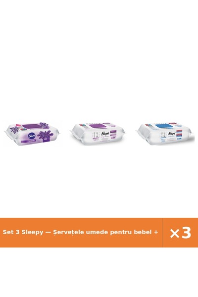 Sleepy Set 3 — Șervețele umede pentru bebel + Șervețele umede Easy + Șervețel...