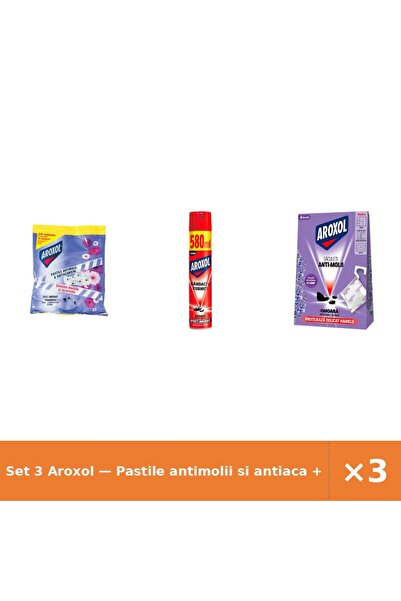 Aroxol Set 3 — Pastile antimolii si antiaca + Spray impotriva gandacilor s + ...