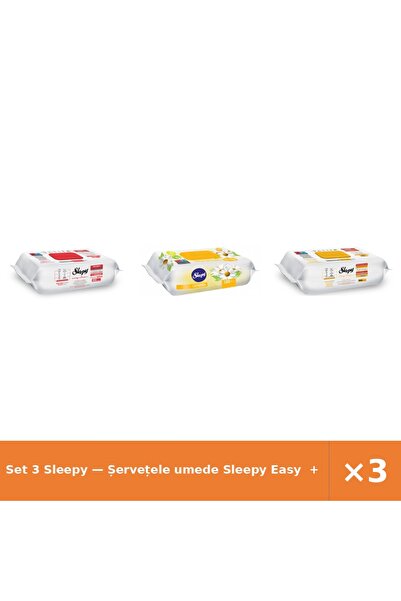 Sleepy Set 3 — Șervețele umede Easy + Șervețele umede pentru bebel + Șervețel...