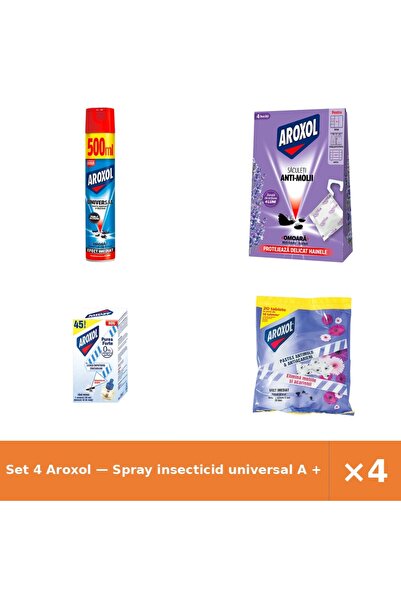 Aroxol Set 4 — Spray insecticid universal A + Saculeti antimolii La + Rezerva...