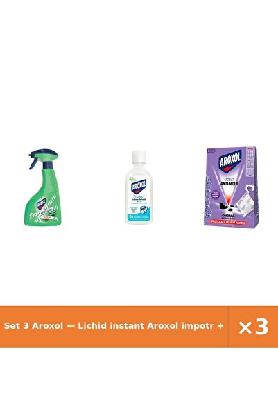 Aroxol Set 3 — Lichid instant impotr + Lotiune delicata impotriva i + Saculet...