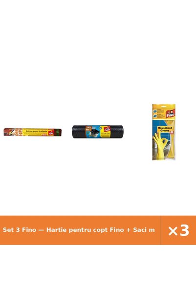 Fino Set 3 — Hartie pentru copt + Saci menajeri Power + Manusi de menaj - Gospo