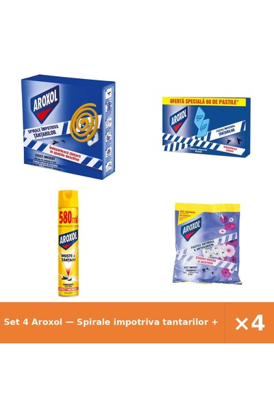 Aroxol Set 4 — Spirale impotriva tantarilor + Pastile impotriva tantarilor + ...