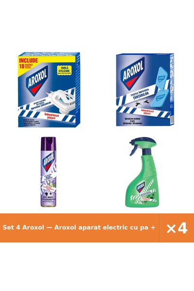 Aroxol Set 4 — aparat electric cu pa + Pastile tantari + Spray antimolii