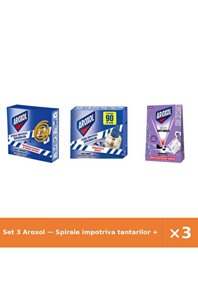 Aroxol Set 3 — Spirale impotriva tantarilor + Rezerva lichida impotriva ta + ...