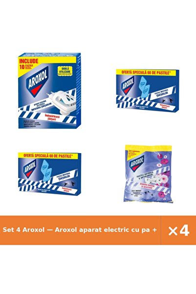 Aroxol Set 4 — aparat electric cu pa + Pastile impotriva tantarilor + Pastile...