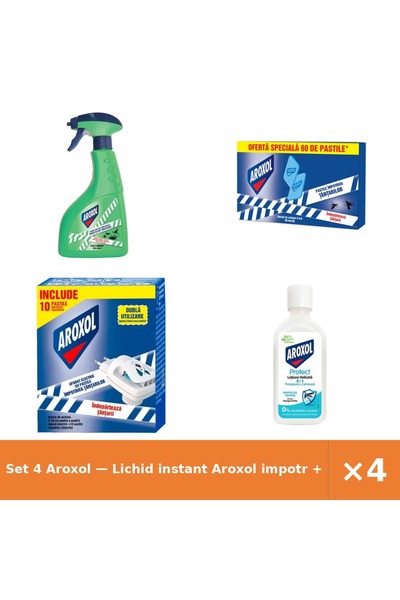 Aroxol Set 4 — Lichid instant impotr + Pastile impotriva tantarilor + aparat ...