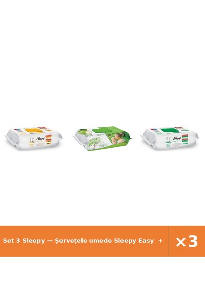 Sleepy Set 3 — Șervețele umede Easy + Șervețele umede pentru bebel + Șervețel...