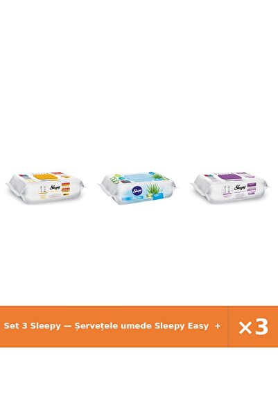 Sleepy Set 3 — Șervețele umede Easy + Șervețele umede pentru bebel + Șervețel...