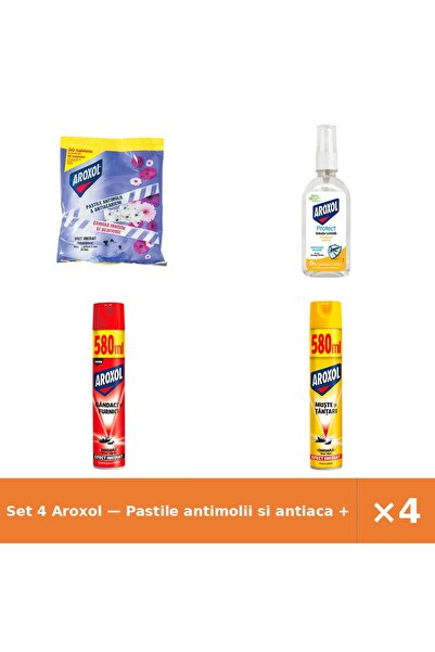 Aroxol Set 4 — Pastile antimolii si antiaca + Solutie lichida impotriva in + ...