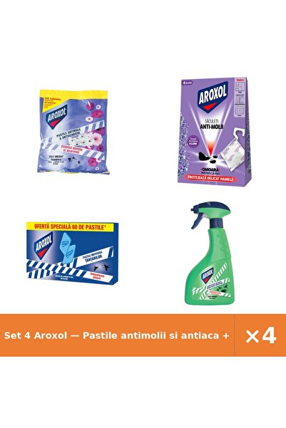 Aroxol Set 4 — Pastile antimolii si antiaca + Saculeti antimolii La + Pastile...