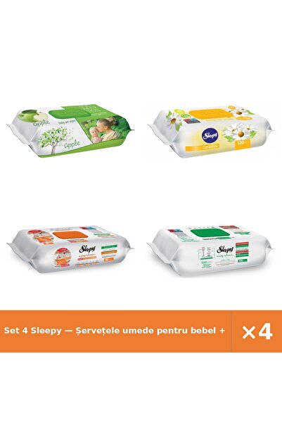 Sleepy Set 4 — Șervețele umede pentru bebel + Șervețele umede pentru bebel + ...